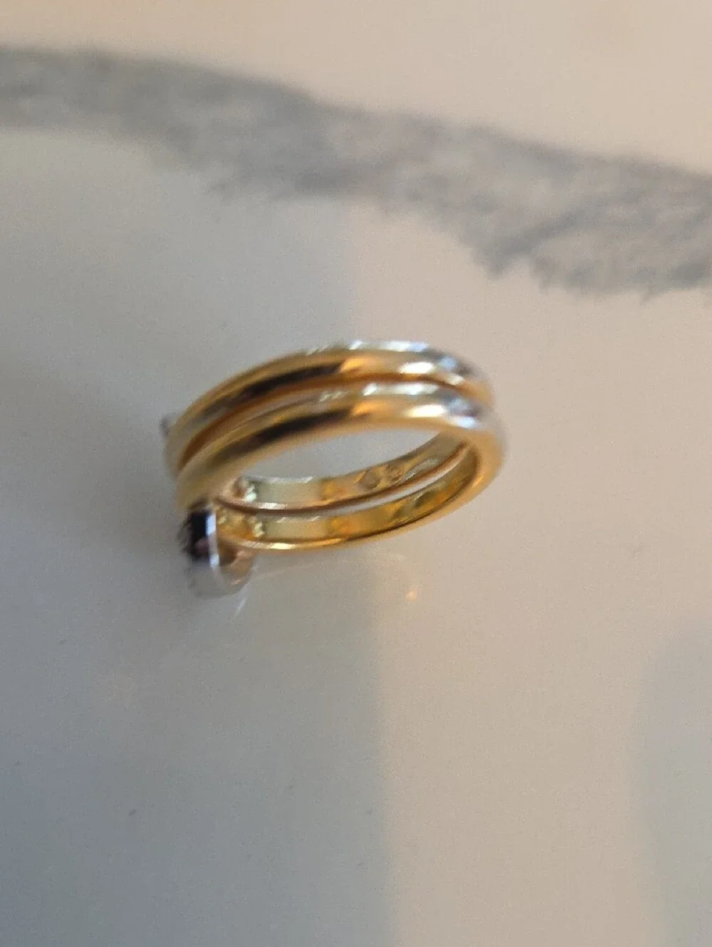 Gold and Silver Knot Ring with Crystal Accents - Women Jewelry